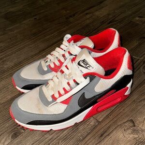 Nike Air Max Red, Gray, and Black Sneakers